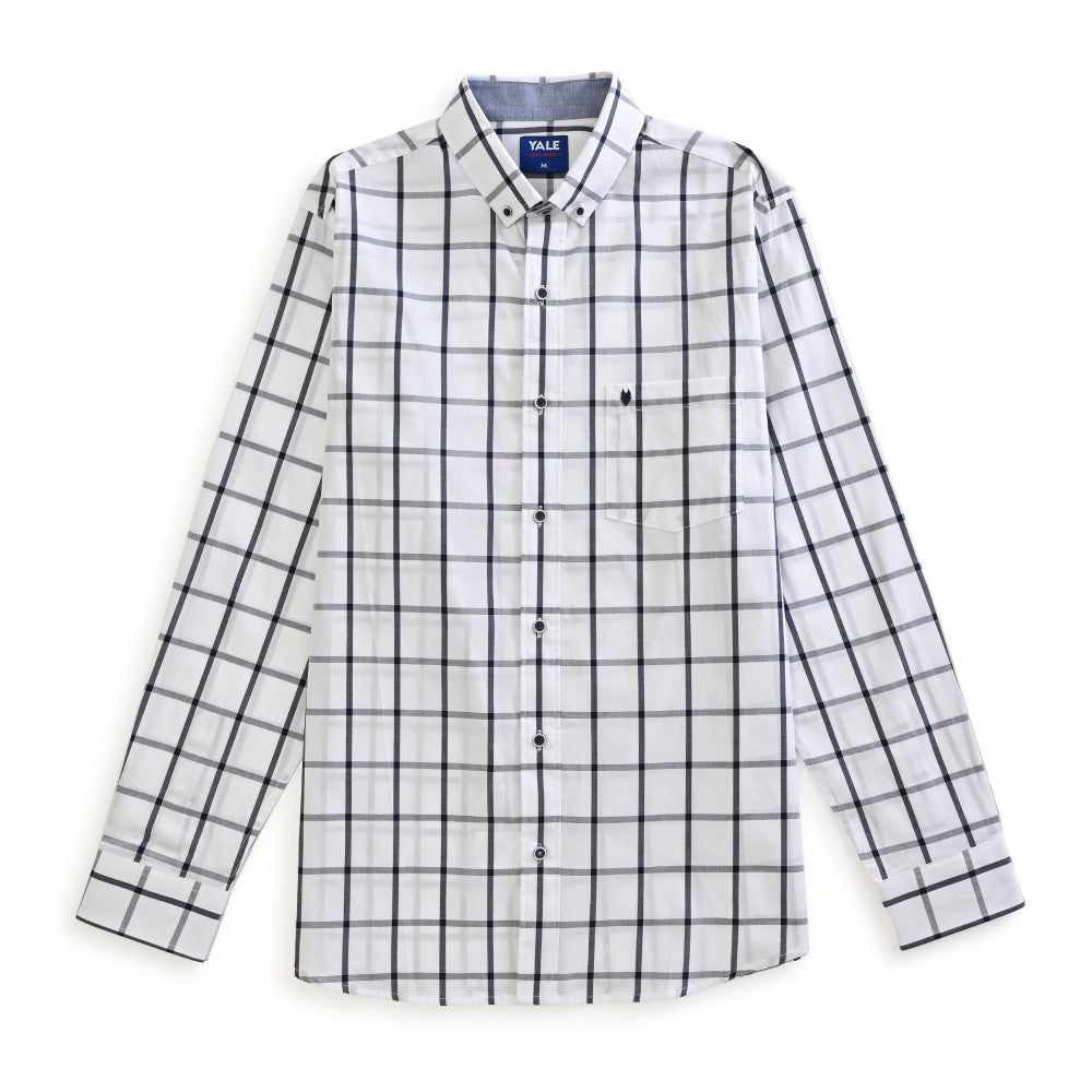 Camisa Yale Para Caballero Manga Larga Regular Fit 4636 Blanco