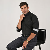 Camisa Yale Collection Para Caballero Manga Larga Slim Fit 4604 Negro