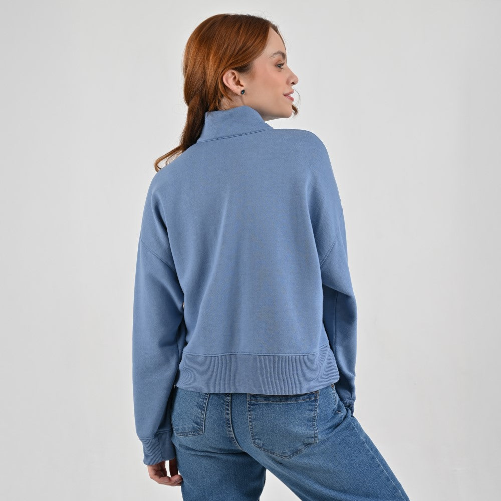 Sudadera Para Dama Supply Company Cuello Alto Con Cierre Fit 6910 Azul