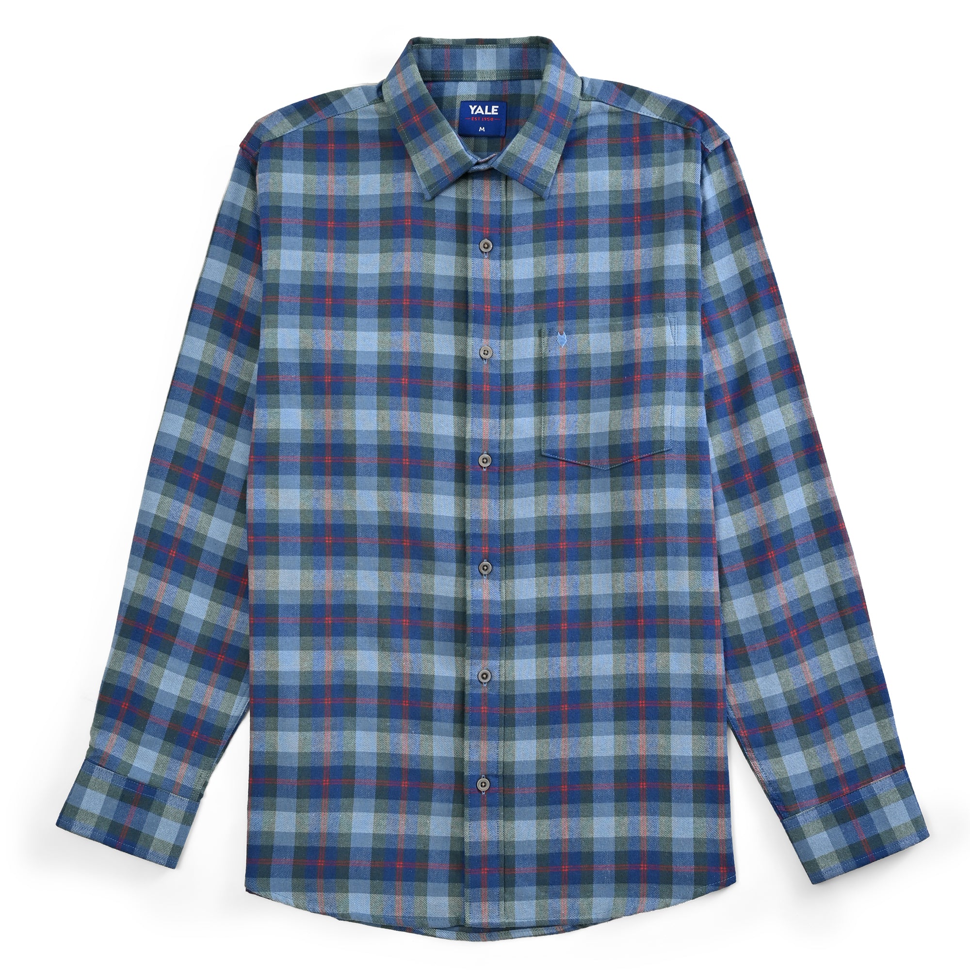 Camisa Yale Para Caballero Manga Larga Regular Fit 4929 Azul Medio