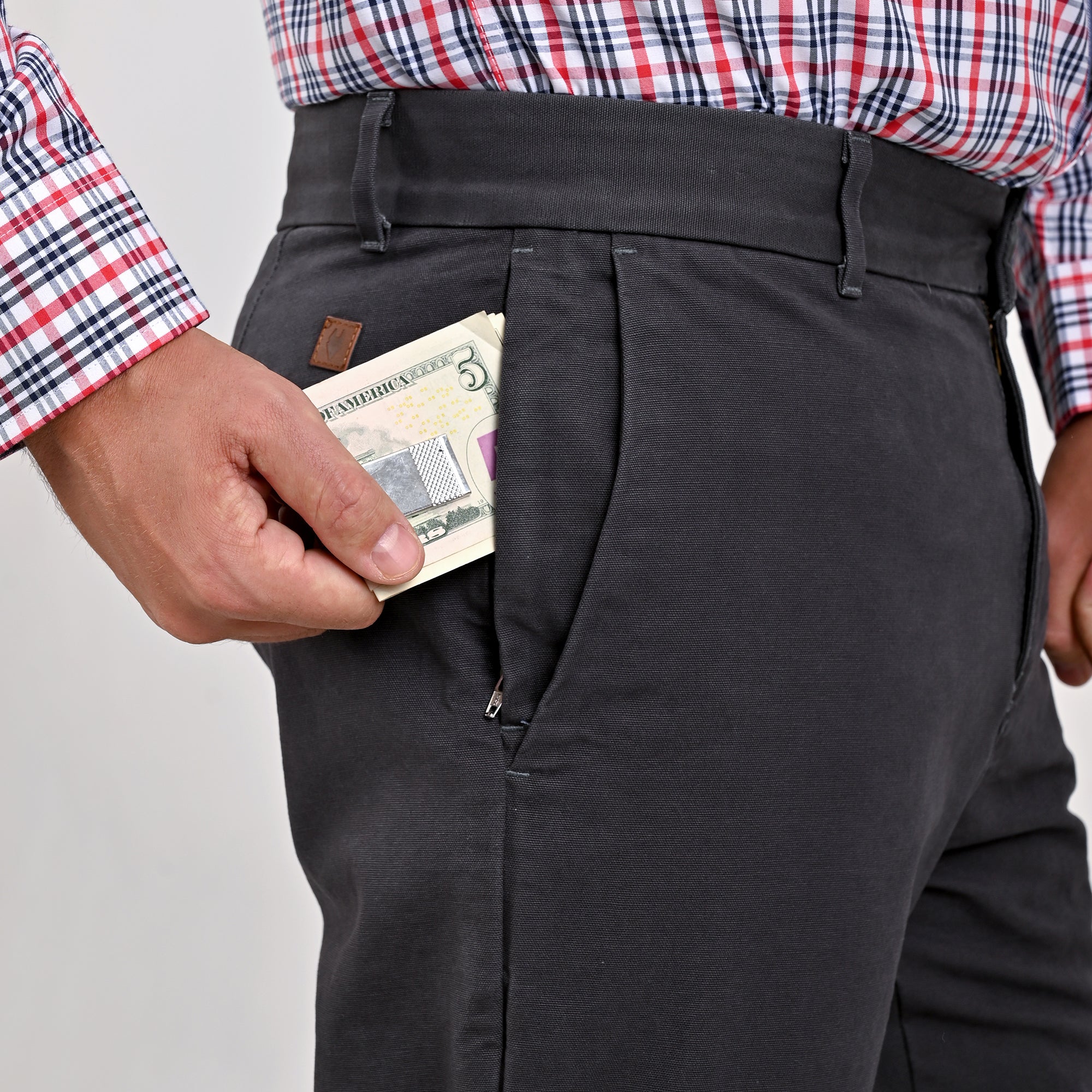 Pantalón Casual Yale Para Caballero Sin Pinzas Classic Fit 4523 Gris Oxford