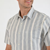 Camisa Yale Para Caballero Manga Corta Regular Fit 5188 Gris Perla