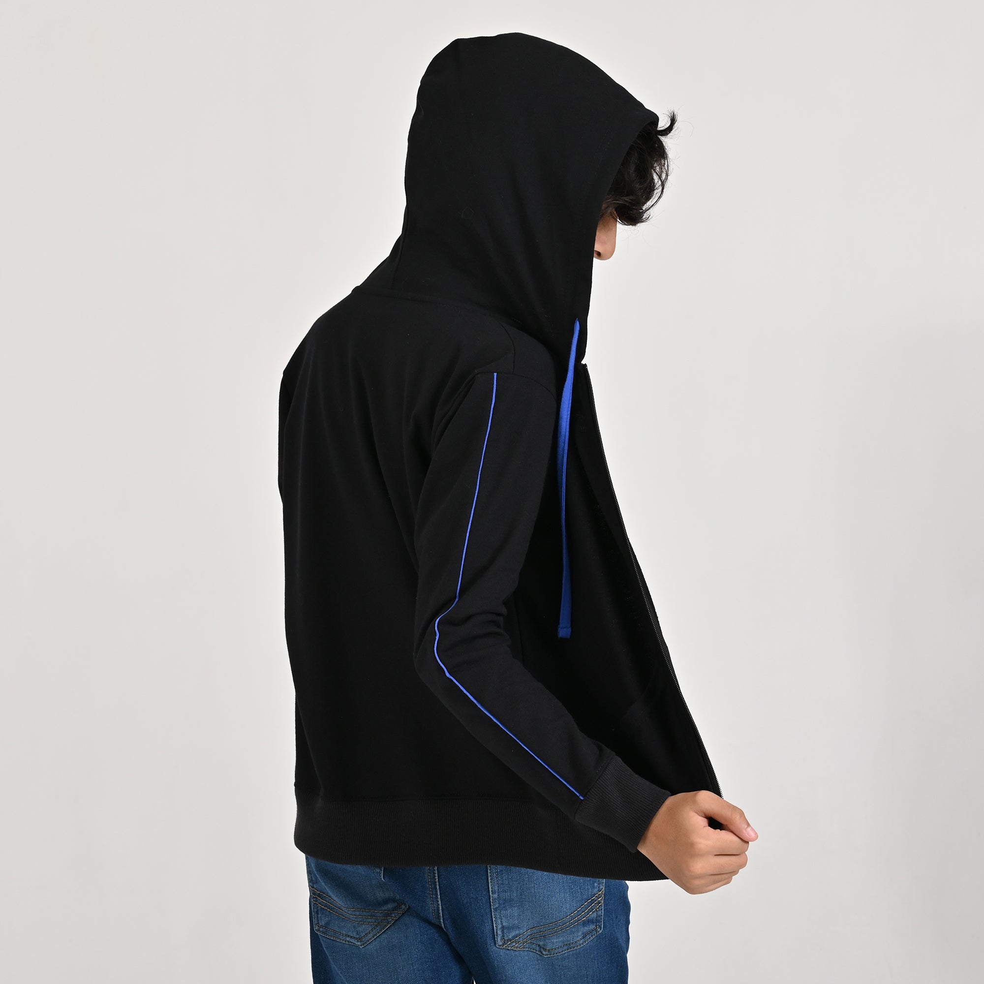 Sudadera Yale Boys Con Capucha y Cierre Fit 7085 Negro