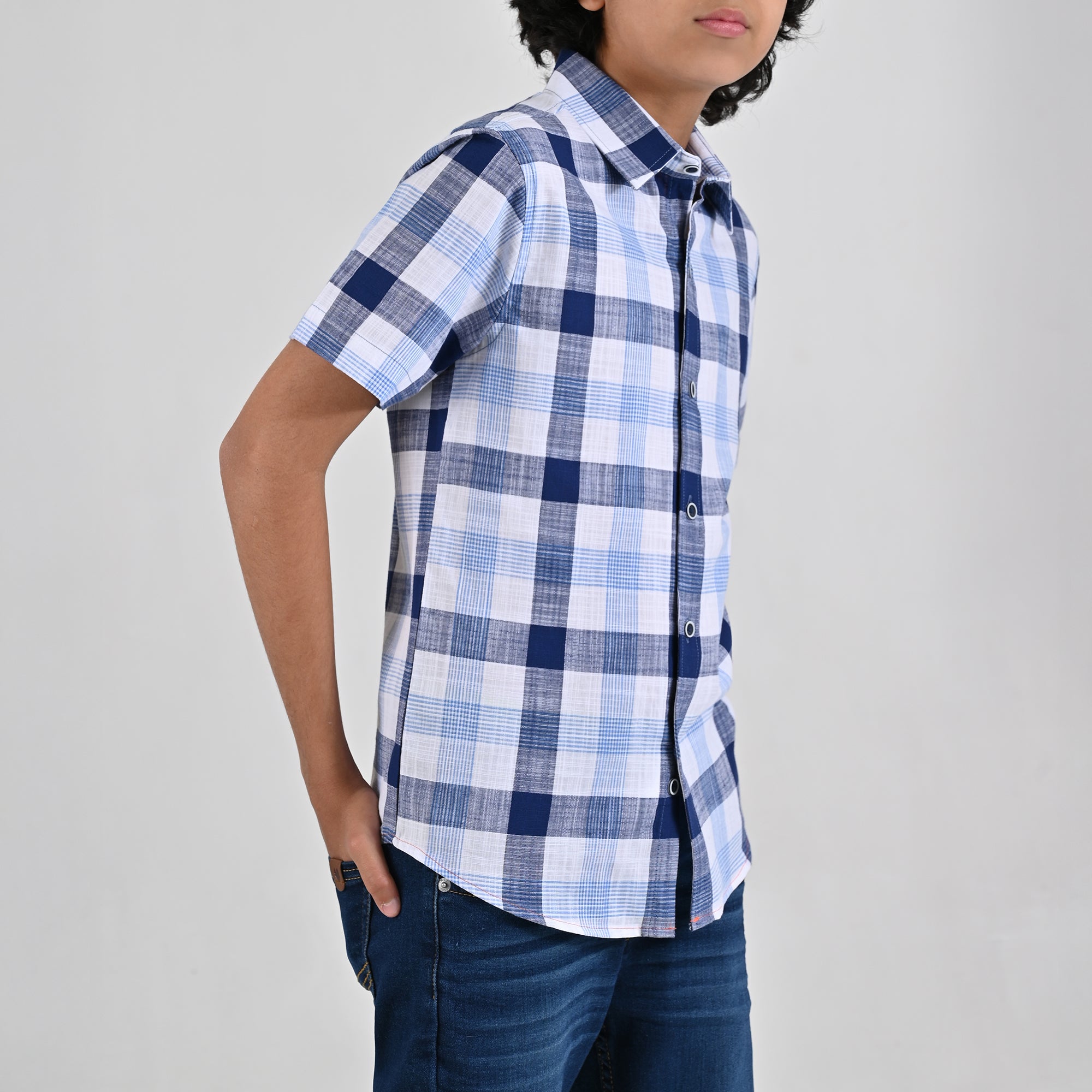 Camisa Yale Boys Manga Corta Regular Fit 4661 Azul