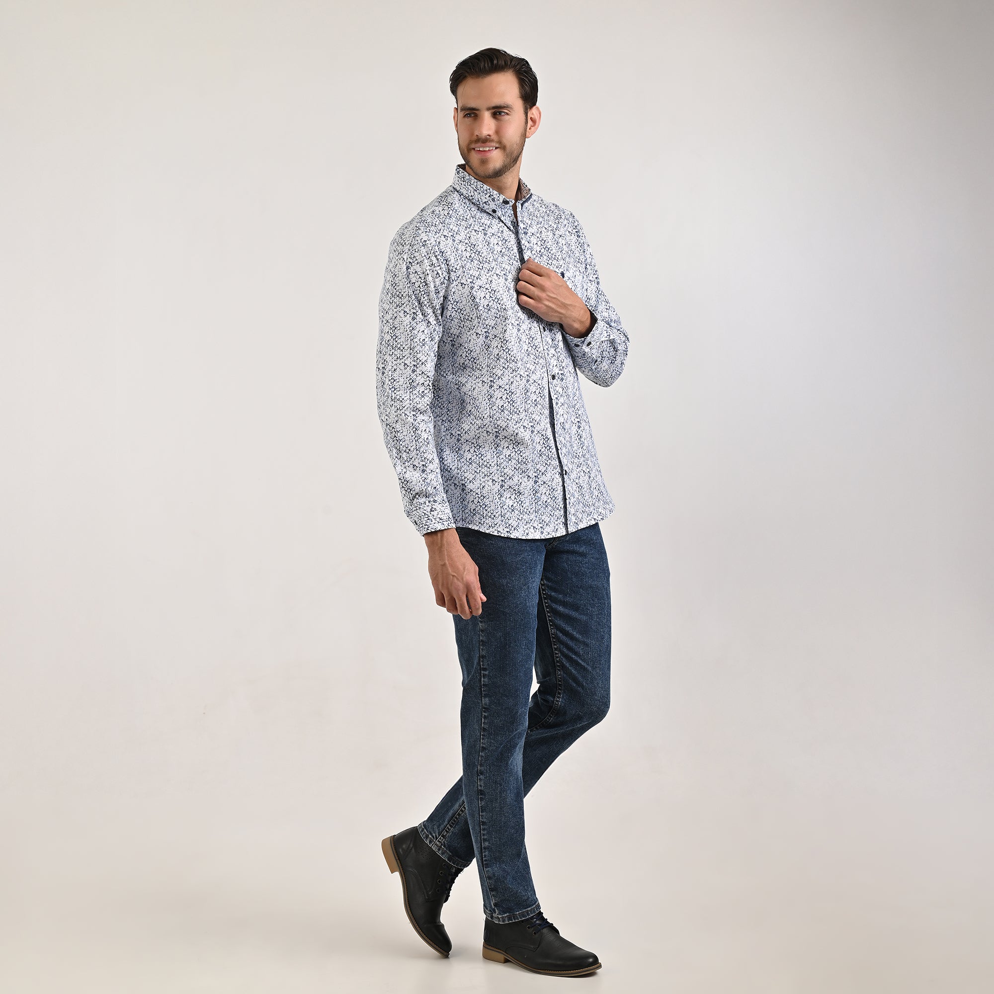 Camisa Yale Para Caballero Manga Larga Regular Fit 4639 Azul