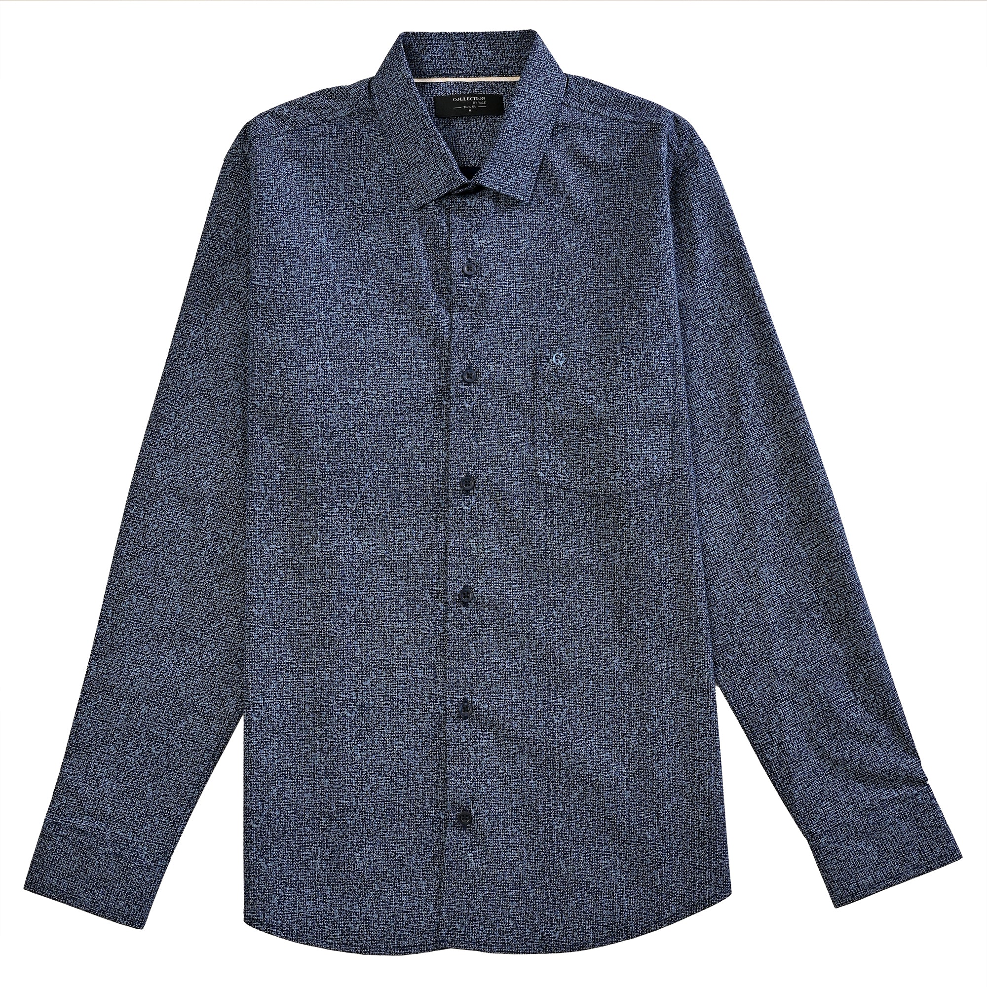 Camisa Yale Collection Para Caballero Manga Larga Slim Fit 4602 Marino