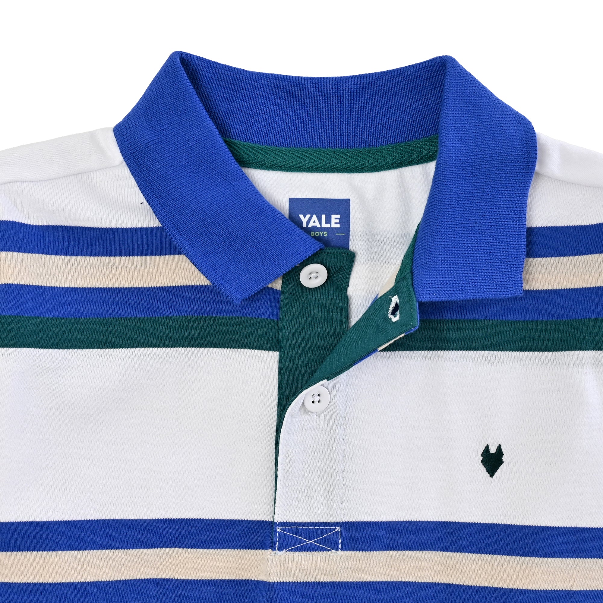 Playera Yale Boys Cuello Polo Manga Corta Fit 7387 Blanco