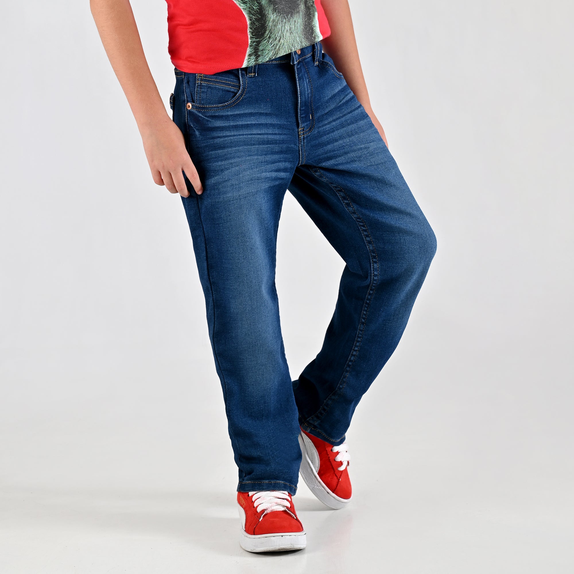 Pantalón de Mezclilla Yale Boys Slim Fit 3136 Azul petróleo