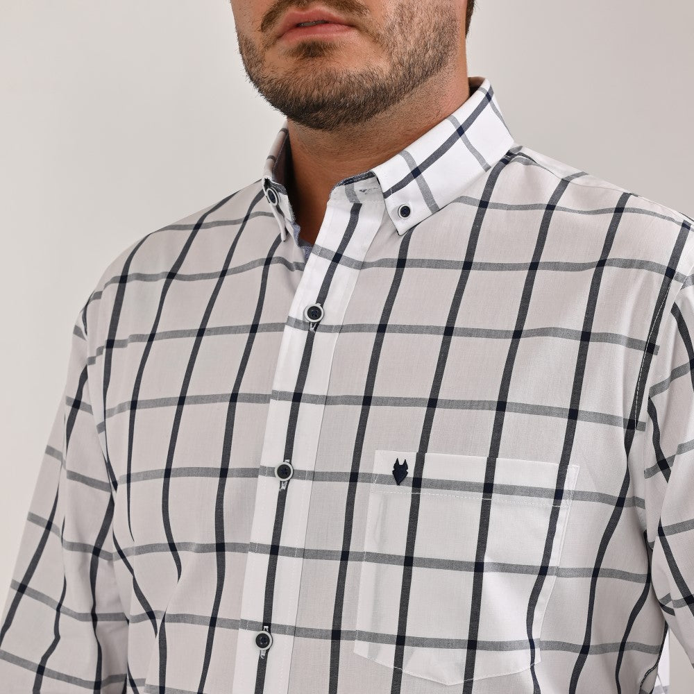 Camisa Yale Para Caballero Manga Larga Regular Fit 4636 Blanco