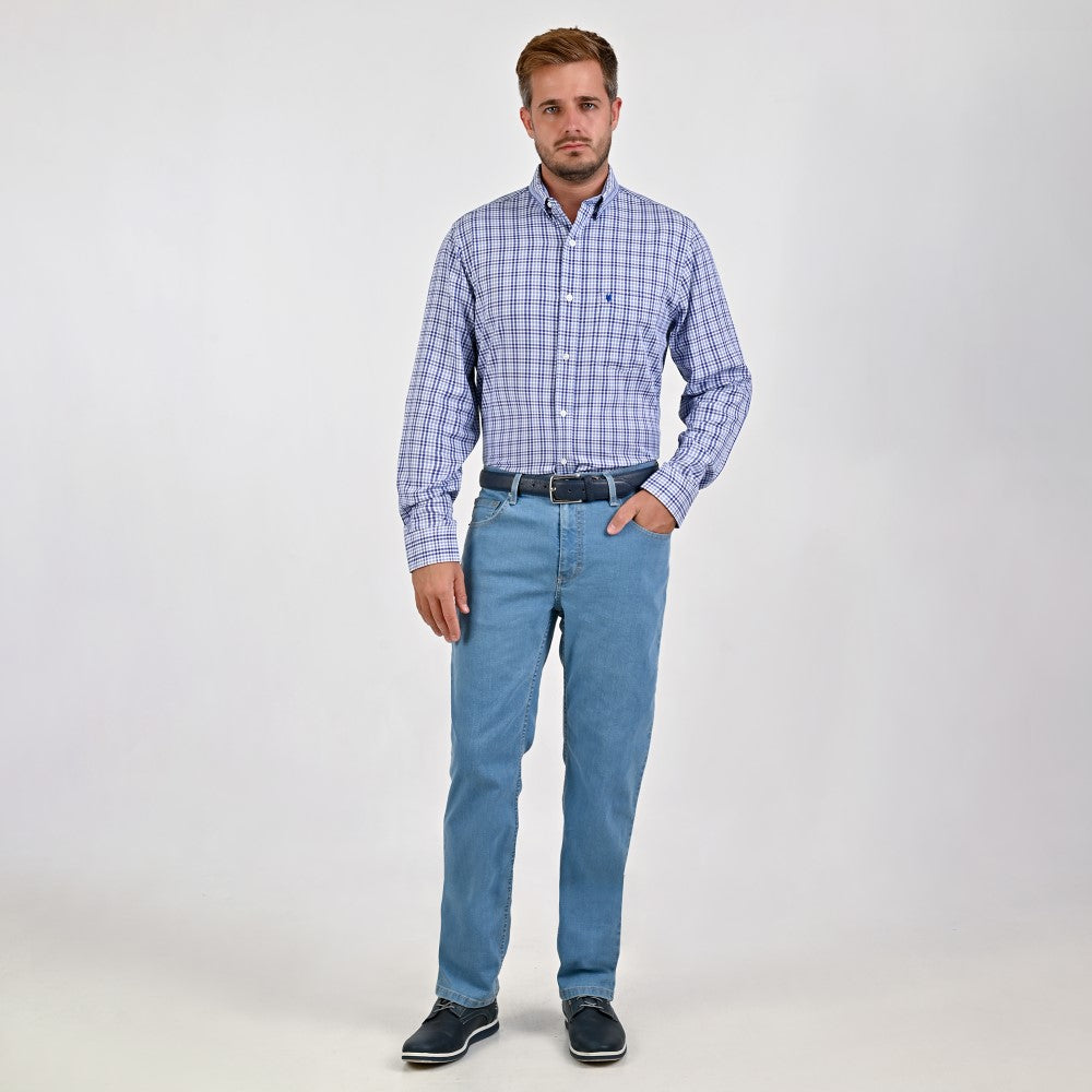 Camisa Yale Para Caballero Manga Larga Regular Fit 4742 Azul Rey