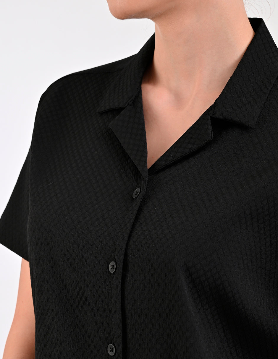 Blusa Para Dama Supply Company Manga Corta Tipo Camisera Fit 4551 Negro