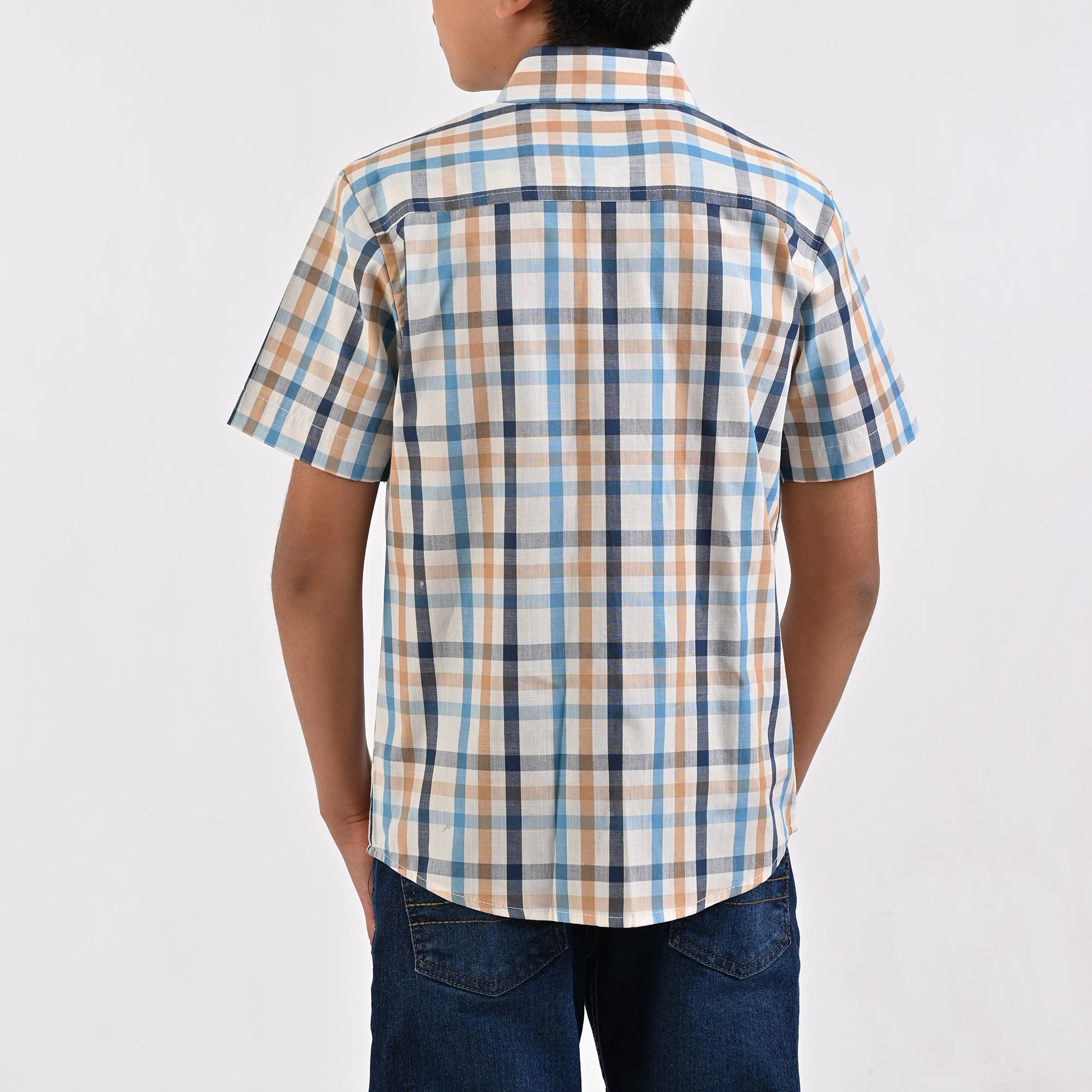 Camisa Yale Boys Manga Corta Regular Fit 4665 Azul