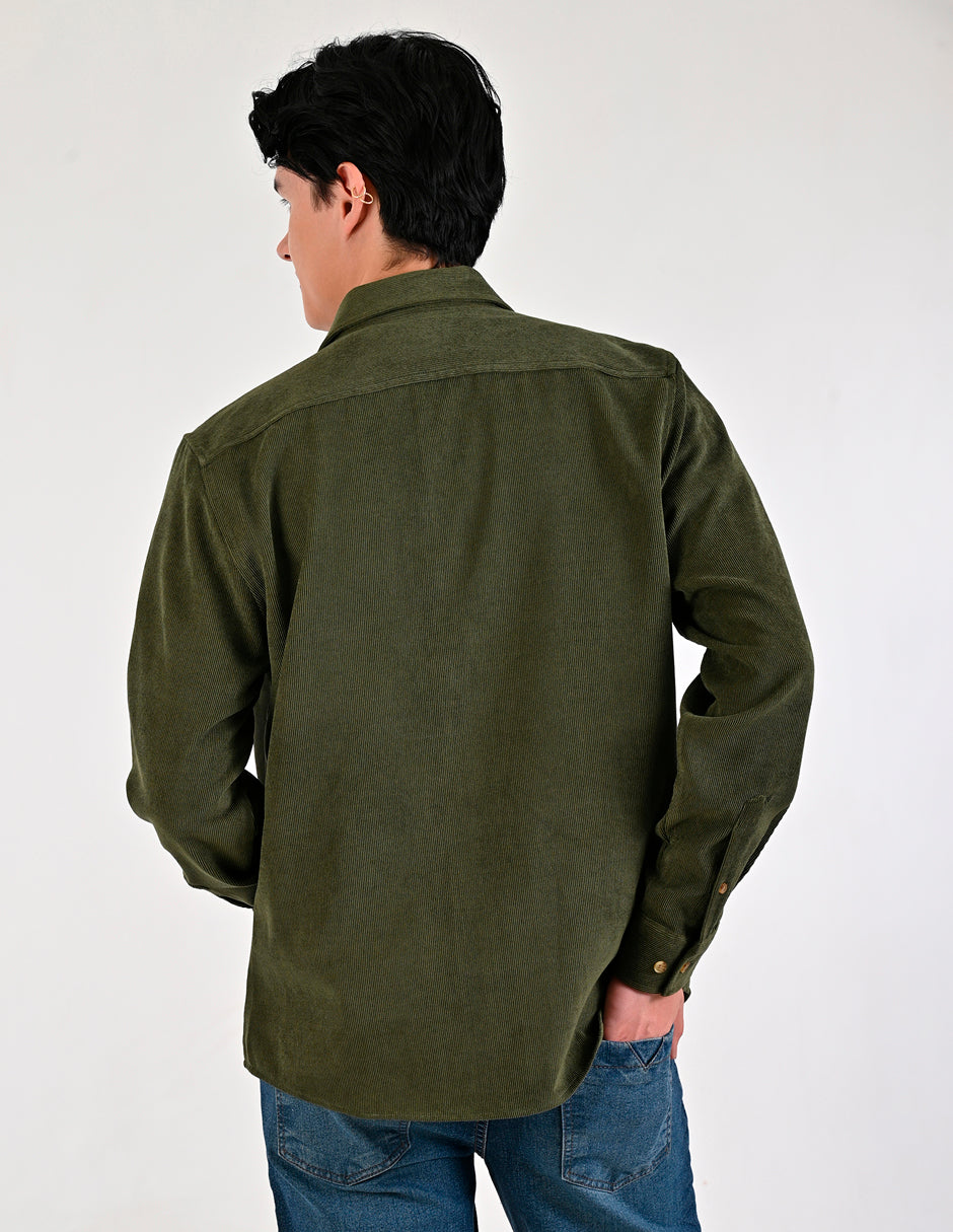 Camisa Caballero Supply Company Manga Larga Slim Fit 4563 Verde Militar