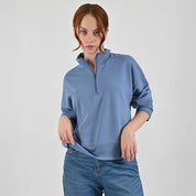 Sudadera Para Dama Supply Company Cuello Alto Con Cierre Fit 6910 Azul