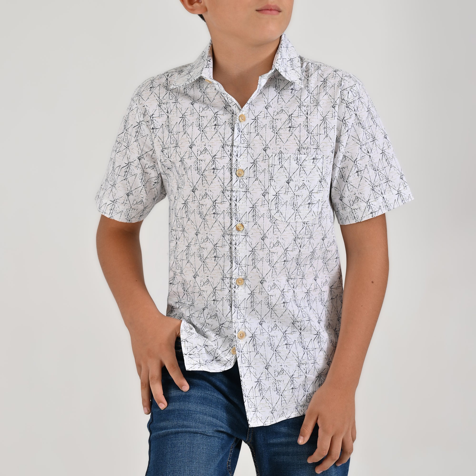 Camisa Yale Boys Manga Corta Regular Fit 4666 Blanco