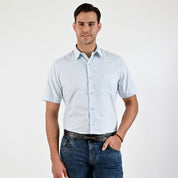 Camisa Yale Para Caballero Cenefa Manga Corta Classic Fit 4716 Azul cielo