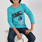 Playera Yale Boys Cuello Redondo Manga Larga Fit 6961 Verde Agua