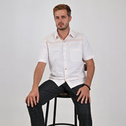 Camisa Yale Para Caballero Cenefa Manga Corta Classic Fit 4713 Beige