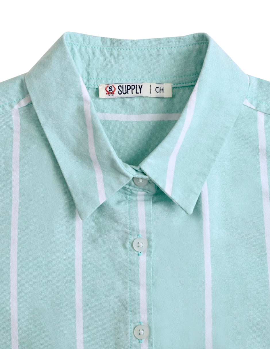 Blusa Para Dama Supply Company Manga Larga Tipo Camisera Fit 4570 Azul Turqueza