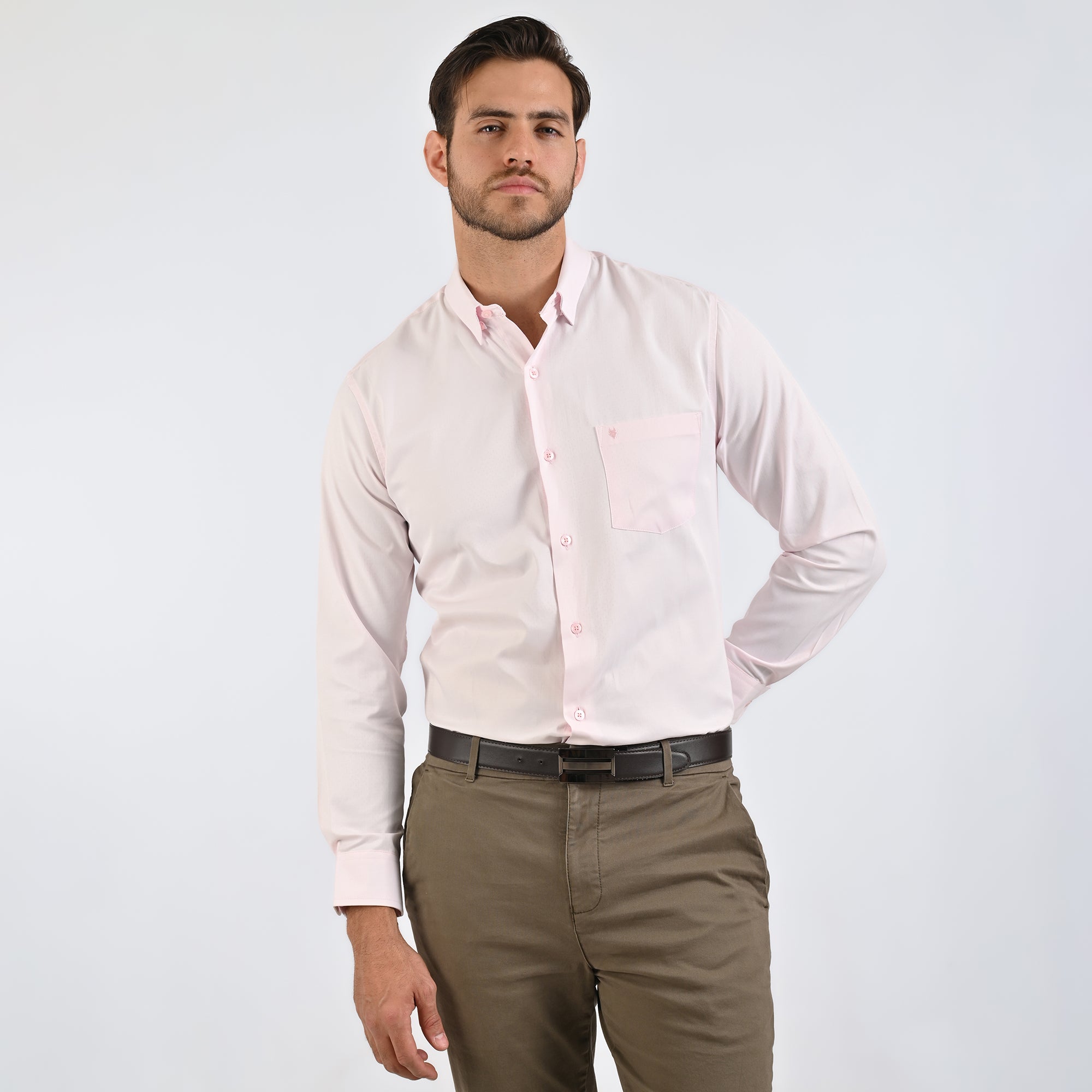 Camisa Yale Para Caballero Manga Corta Regular Fit 4638 Rosa