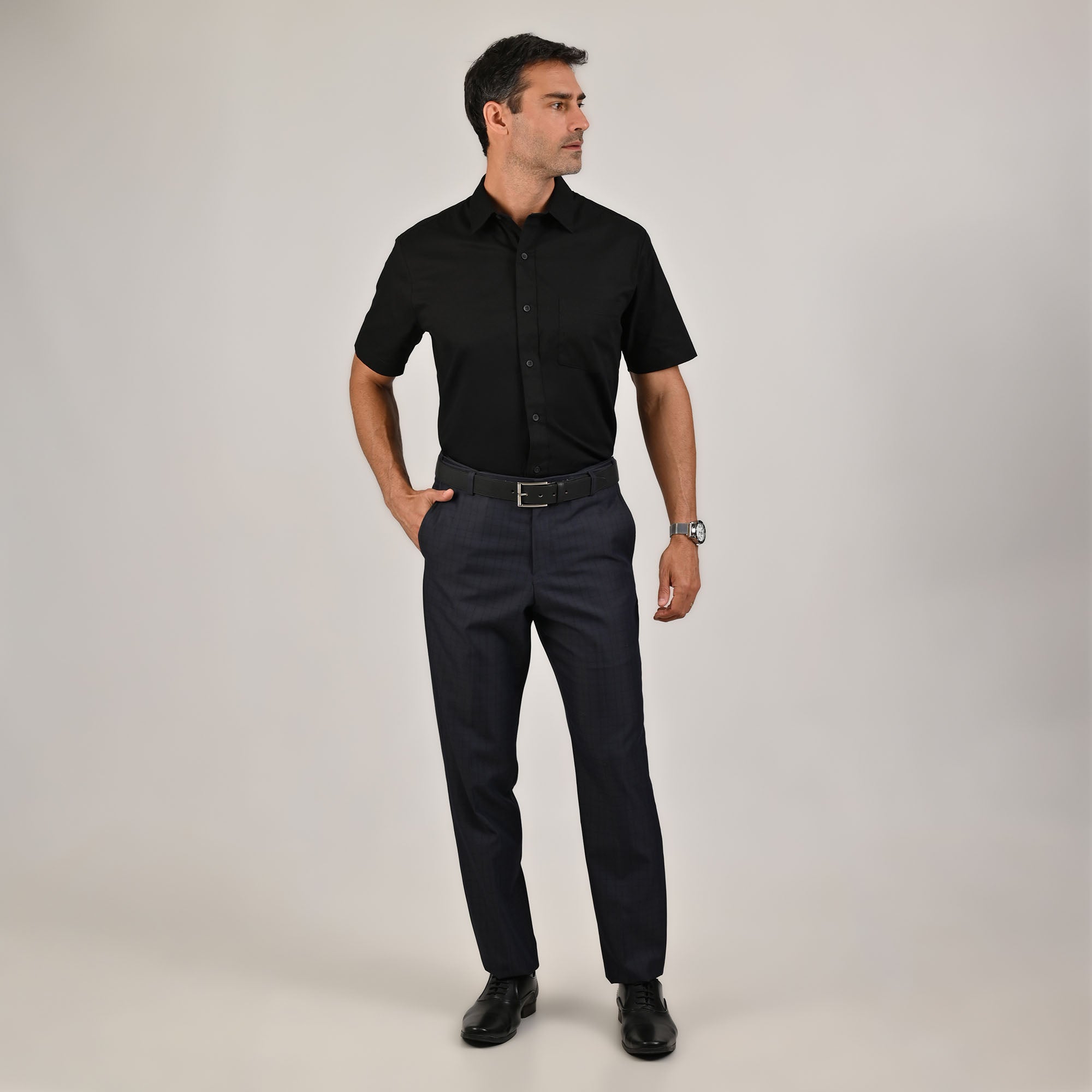 Camisa Yale Manga Corta Regular Fit 3541 Negro